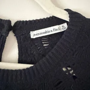 Abercrombie & Fitch‎ Crochet Black Knit Short Sleeve Loose Knit Sweater Size XL thumbnail 2