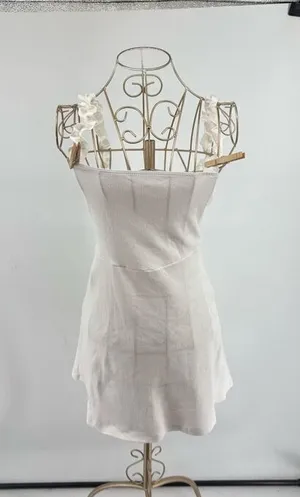 Aritzia Sunday Best White Ribbed Ruffle Strap Mini Dress Size XS thumbnail 1
