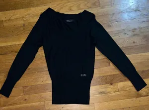 BCBG Max Azria Womens small Black Rhinestone Logo Sweater thumbnail 1