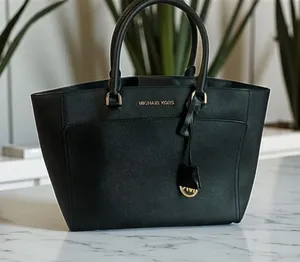 Michael Kors Black Saffiano‎ Leather East West Tote Bag Handbag Large thumbnail 1
