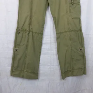 Eddie Bauer Utility Cargo Pants Womens 2 Green Roll Tab Convertible Leg Y2K thumbnail 7
