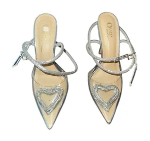 Stylish strappy Olivia Jaymes heart gem heels pump thumbnail 1