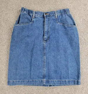 VTG Denim & Co Jean Skirt Womens 8 Blue Cotton Medium Wash Pockets USA thumbnail 1