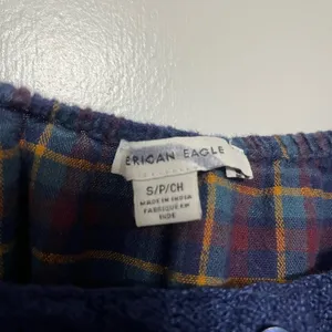 AMERICAN EAGLE Lace Puff Sleeve Plaid Eyelet Blouse thumbnail 5
