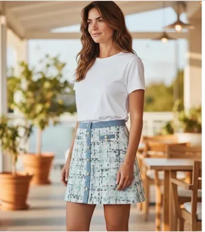 🦋NWT Nanette Lepore Tweed & Denim Button-Front Mini Skirt (Size Large)🦋 thumbnail 5