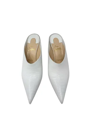 Christian Louboutin Zarli Quart White Leather Pointed Toe Mules Size 39.5 thumbnail 3