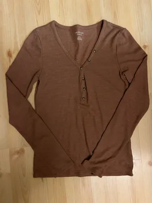 American Eagle Waffle Long Sleeve Henley Tee thumbnail 2