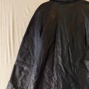 Centigrade Leather Coat women‎ L Black Floral Lining Mid Length Jacket vintage thumbnail 12