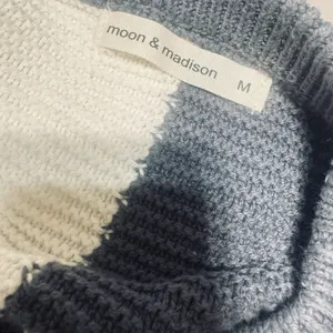 Moon & Madison Checked Crop Sweater Grey/White‎ womens M cotton blend thumbnail 4