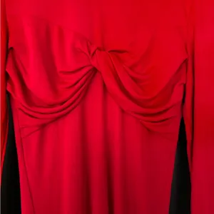 🔥Farm Rio Red Knot Front Maxi Dress Long Sleeve Bodycon Elegant ~ L thumbnail 4