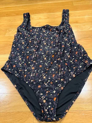 Madewell women’s floral square neck tank one piece swimsuit size 3X . thumbnail 1