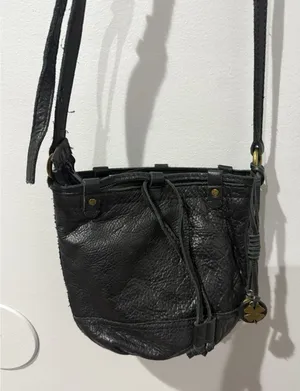 Lucky Brand Black Leather Crossbody Bag Purse Adjustable Strap‎ Charm W thumbnail 1