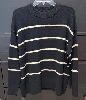Aerie Black and White Striped Sweater thumbnail 1
