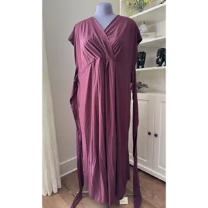 Halara Breezeful™ Midi Dress 2X Plus Amaranth Plum V Neck Short Sleeve Pockets thumbnail 7