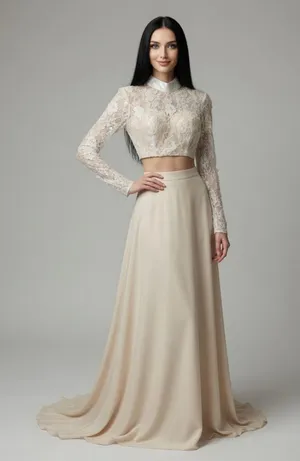 Sherri Hill Size 00 White Pearl Beaded Lace Open Back Cropped Prom Top High Neck thumbnail 1