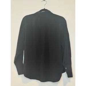 LOFT Black Button Down Collared Shirt Long Sleeve Women's Size Small V-Neck‎ thumbnail 2