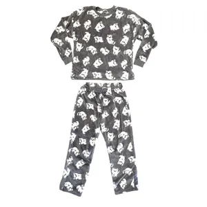 Penti Womens M Puppy Dog Print Gray Pajama Set Soft Cozy Winter thumbnail 3