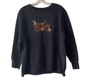 Just My Size Halloween "Boo" Graphic Black Sweatshirt 1X Cotton Blend Casual Fall Fashion thumbnail 2
