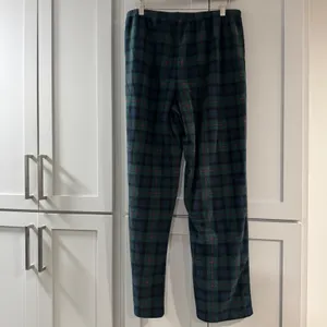 Lauren Ralph Lauren Womens Blue Green‎ Plaid Fleece Pajama Set Medium Crest Logo thumbnail 2