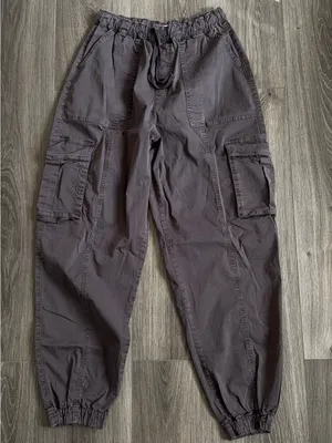 Garage Grey Cargo Drawstring Jogger Pants Size Small Indie Casual Utility thumbnail 2