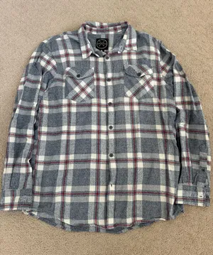 Men's Gray Plaid Button-Up Shirt - Casual Flannel - Size XL thumbnail 1