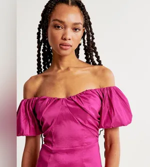Abercrombie & Fitch Taffeta Off-The-Shoulder Midi Dress M thumbnail 2