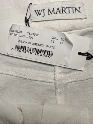 WJ Martin Roberta White Wide Leg Denim Pants Cotton Linen Blend NWT Sz 46 US 10 thumbnail 8