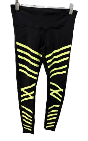 Alo Airbrush Glow in the Dark‎ Black Fluorescent Striped Leggings Size XS F thumbnail 1