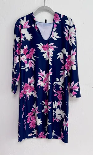 Women's Nautica Floral Swim Coverup Dress, Size L, Blue and Pink thumbnail 1