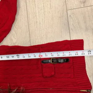 Lauren Ralph Lauren Sweater Womens S Red Cable Full Zip Brass Buckles Pockets thumbnail 9