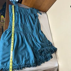 Anthropologie Floreat Senna Fringe Teal Dress Size Small thumbnail 13