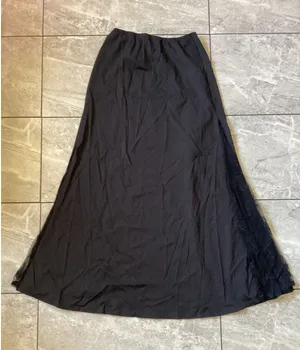 Halara NWOT Womens Black Lace Trim A-Line Maxi Skirt Elastic Waist Size Medium thumbnail 1