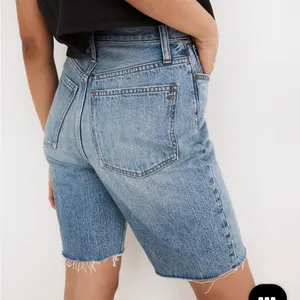 High-Rise Long Denim Shorts in Brightwater Wash thumbnail 2