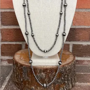 Navajo Style Pearl Beaded Double Layer Necklace thumbnail 2