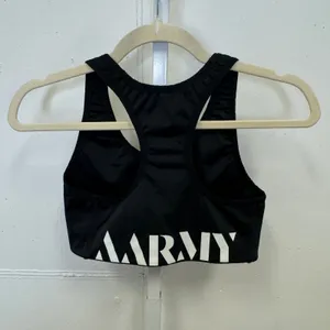 AARMY‎ Black Racerback Sports Bra Medium Logo Activewear Workout Top thumbnail 2