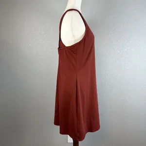 Title Nine Cirque De La Vie‎ Dress Built in Bra Size L Solid Fired Brick Red thumbnail 6