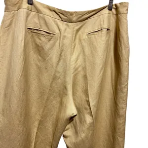 Larry‎ Levine Womens Linen Blend Pants 18W Tan Tailored Minimalist Quiet Luxury thumbnail 5