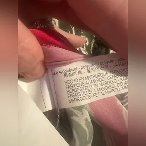 ZARA | Green/Pink Oversized Satin Shirt, Size L thumbnail 7