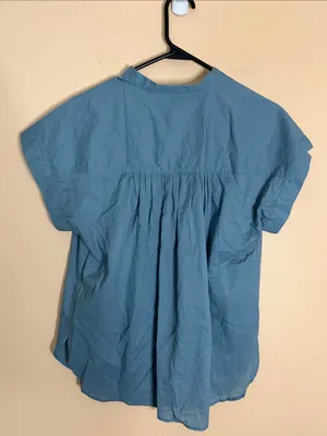 Universal Threads Dusty Blue Short-Sleeve Popover Blouse thumbnail 5