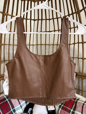 Altar'd State brown leather corset top thumbnail 3