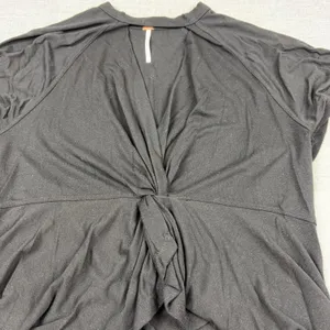 Free People Shirt Womens XS Black Twist Front Short Sleeve Jersey Relaxed Top thumbnail 6