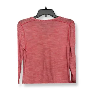 Lucky Brand Womens Henley Shirt RedWhite Stripe Roll Tab Sleeve Pockets S thumbnail 5