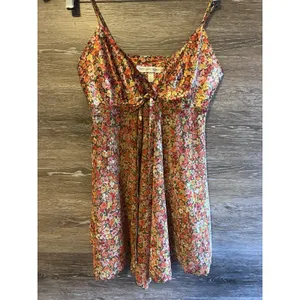 Victoria’s Secret Orange Yellow Floral Slip Dress Size XS Bow Straps Sexy Sheer thumbnail 2