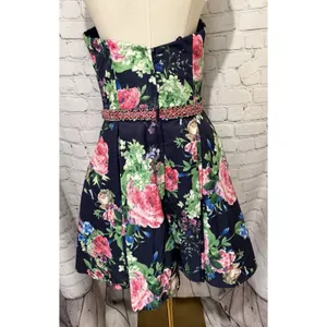 Morilee prom dress Floral navy blue strapless mini dress With Sequin Accents 10 thumbnail 6