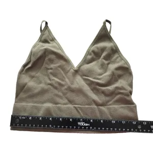 Ribbed Comfort Y2K Bra Top Wireless Pullover‎ Stretch Sleep Bozzolo Green M/L thumbnail 3
