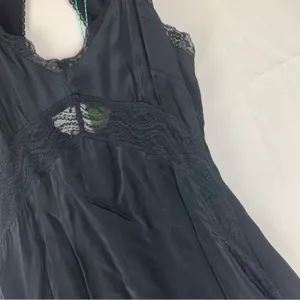 FARM Rio size medium black Lace Midi Dress new Stevie nicks witchy boho satin thumbnail 8