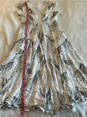 Free People white with floral print deep v-neck midi dress cap sleeves size 8 thumbnail 11