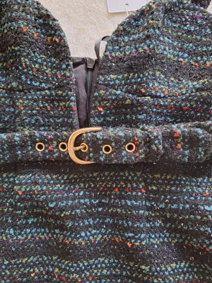 NWT Lovers and Friends Luz Tweed Mini Dress XS Black Blue Multi Belted Revolve thumbnail 15