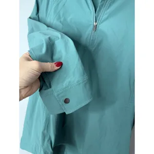 Athleta Advantage Poplin Top Women’s M Green Half-Zip Lightweight Tunic Jacket thumbnail 6