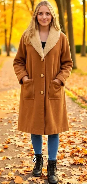 Y2K‎ Farina 2 Penny Lane Faux Fur Trim Trench Coat Old Money Mob Wife M/L thumbnail 1